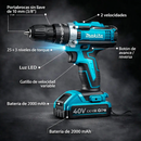 Taladro de Impacto inalámbrico percutor Makita® + Maletin + 24 Accesorios + 2 Baterias 40V